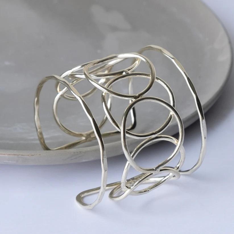 Golden Orbit Brass Bangle  - Gold