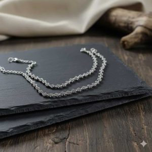 Bohemian Floral Dot Design Oxidized Chain Anklets (Set of 2)