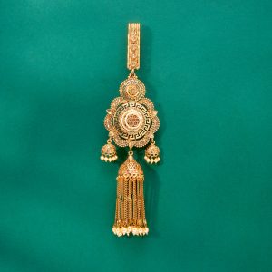 Antique Bollywood-Style Gold-Plated Kamarbandh with Pearl Tassels – 47g Handcrafted Bridal Hip Clip