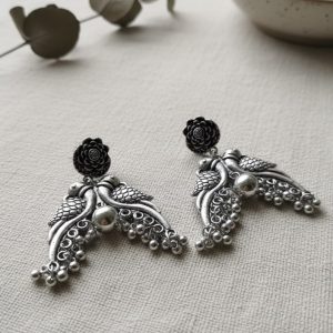 Dual Peacock Dangle Earrings - Boho Ethnic Jhumka