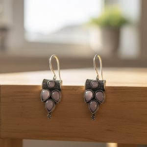 Boho Silver-Toned Purple Stone Drop Earrings