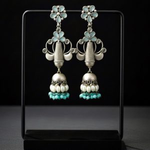 Blue Enamel Fusion Jhumka Earrings