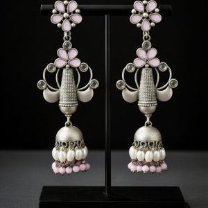 Pink Enamel Fusion Jhumka Earrings