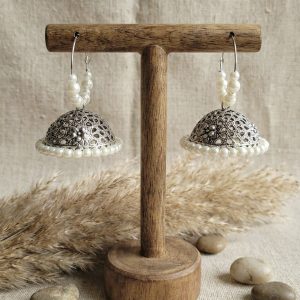 Pearl Hoop Jhumka Earrings – Traditional Bali Chaandbali