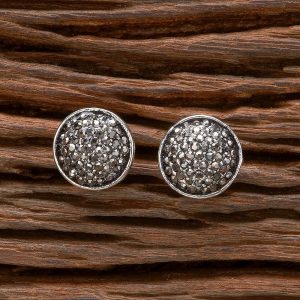 Classic Round Marcasite Pave Stud Earrings in Silver Tone - Vintage Style Jewelry
