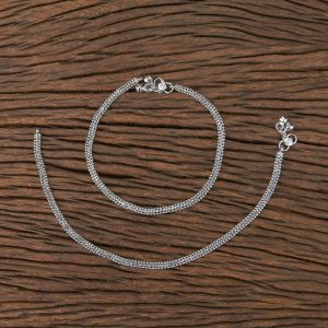 Silver Beaded Boho Anklet with Ghungroo Charms