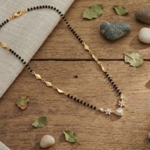 Mangalsutra with Heart Pendant and Black Beads