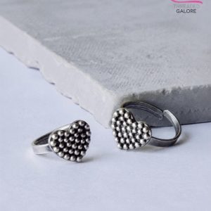 Heartbeat Oxidised Toe Ring (A Pair)