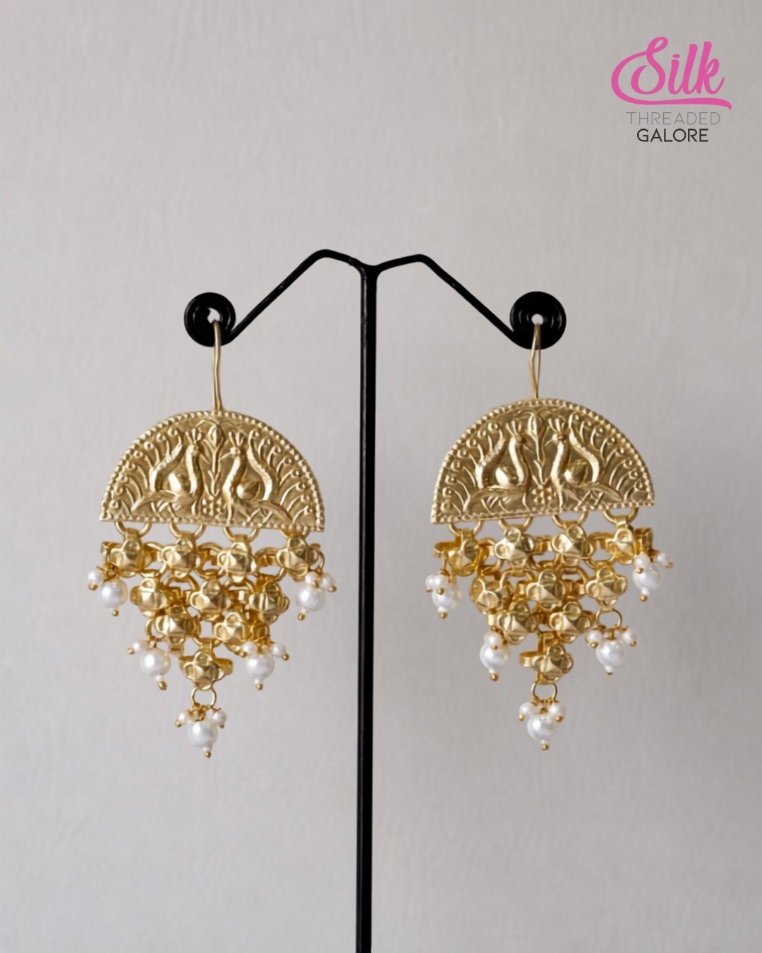 Golden Pearl Cascade Earrings