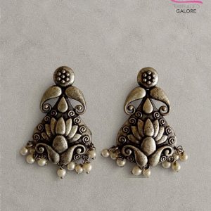 Antique Lotus Jhumka Earrings