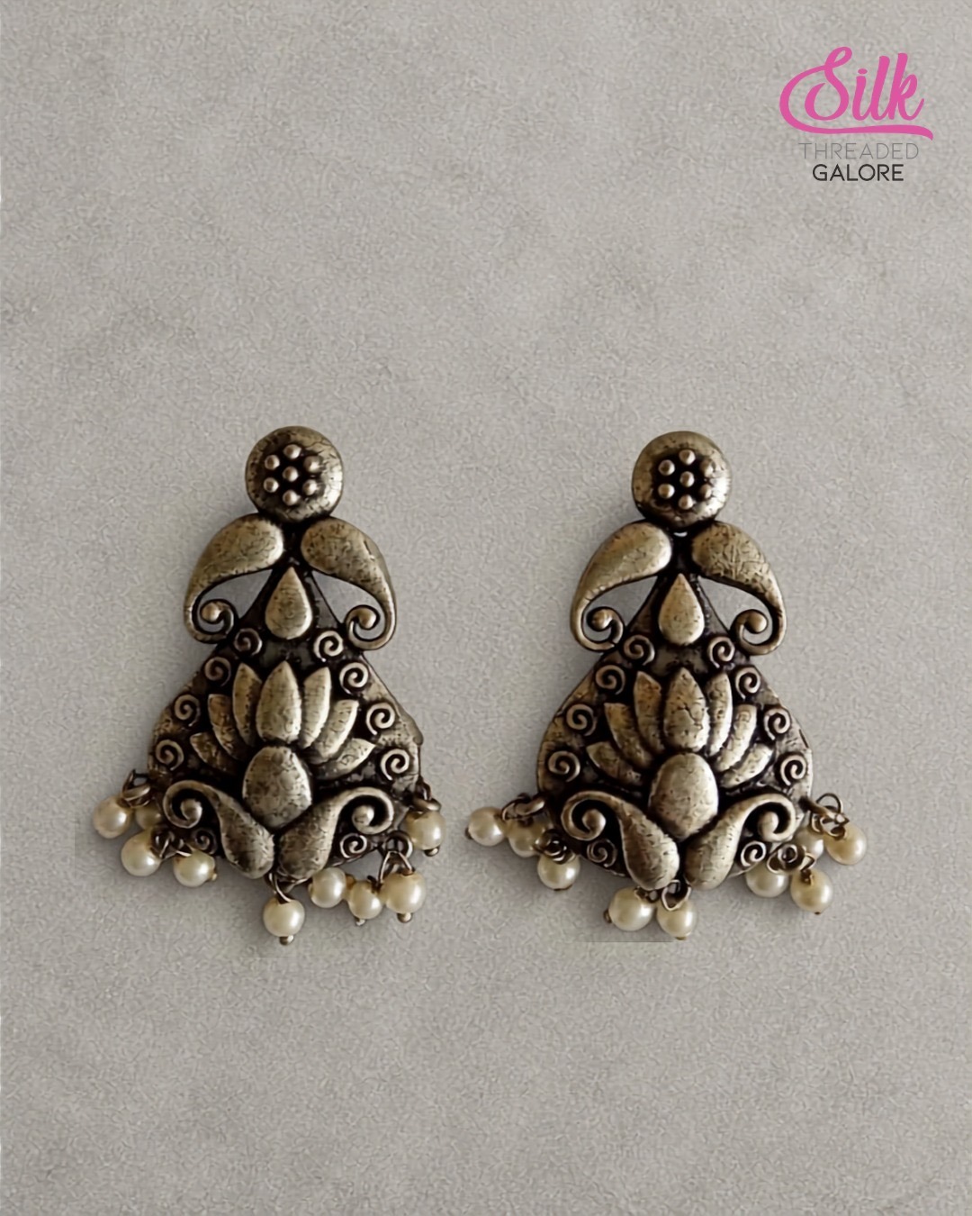 Antique Lotus Jhumka Earrings